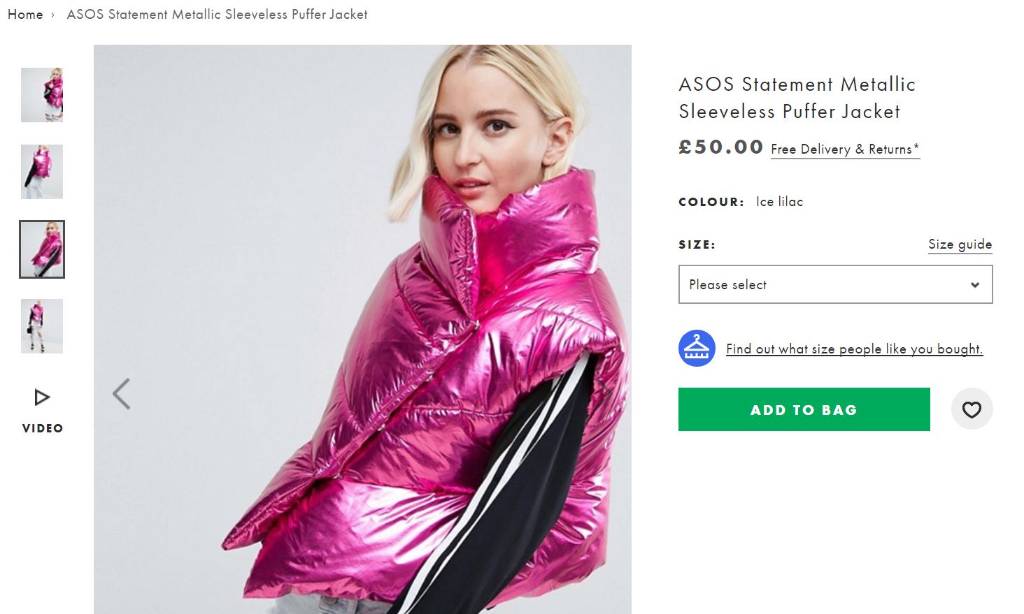 Pink Metallic Puffer Jacket