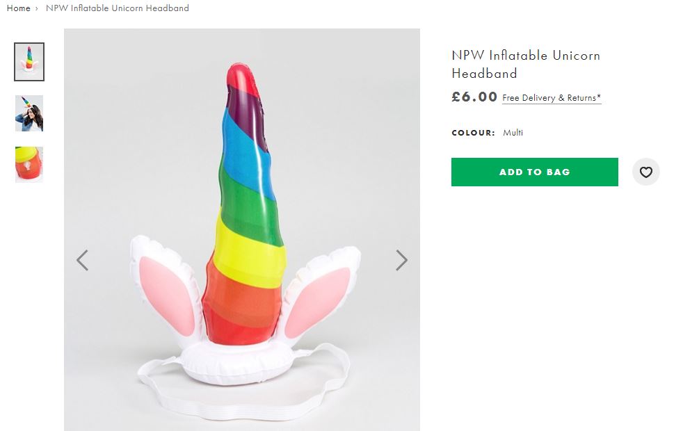 Blow Up Unicorn Horn